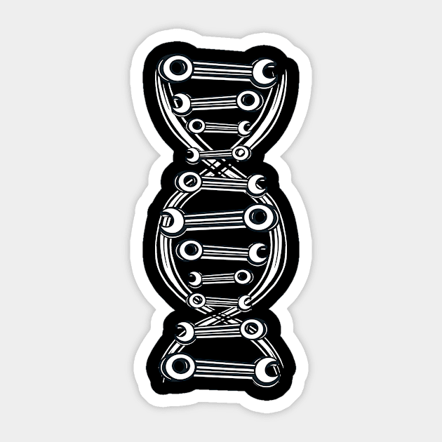 DNA with mechanical tools with a dna strand made of tools Sticker by Meinersncovert